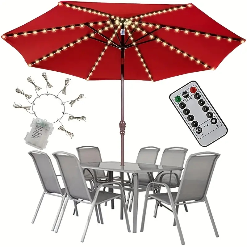 104 LED Umbrella Lights Outdoo - Smart Garden Umbrella ulasan dan harga