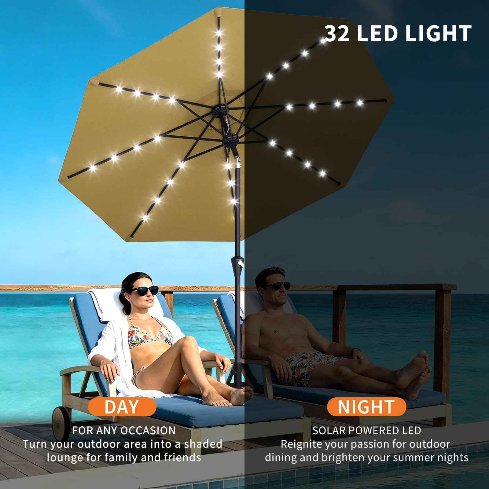 10FT Solar Powered Patio Umbre - Smart Garden Umbrella ulasan dan harga
