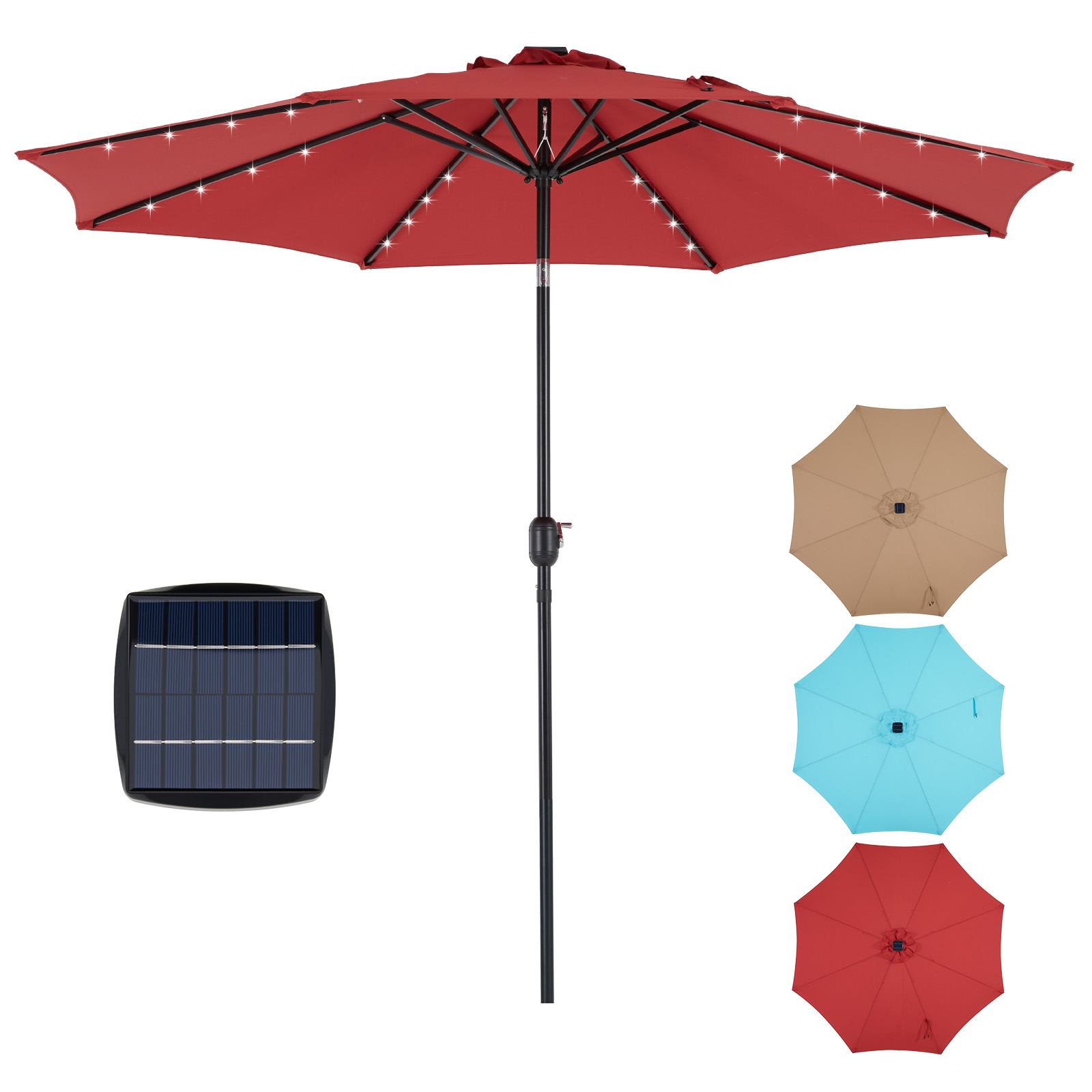 JHK 10FT Solar Patio Umbrella  - Smart Garden Umbrella ulasan dan harga