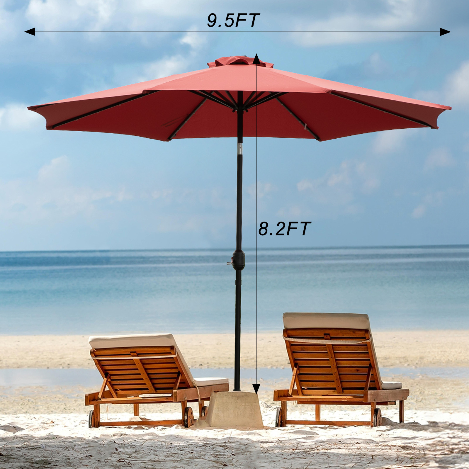 JHK 10FT Solar Patio Umbrella  - Smart Garden Umbrella ulasan dan harga
